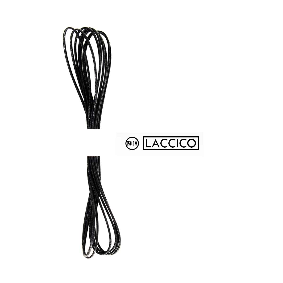 thumbnail image 2 of LACCICO 2mm Waxed Cotton Round Shoelaces - Black, Classic Elegant Business Laces - Made In Italy (1 Pair) 2 of 6